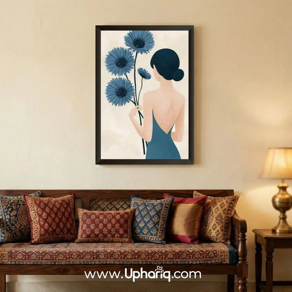 aesthetic-blue-flower-woman-wall-frame-bedroom-decor.webp