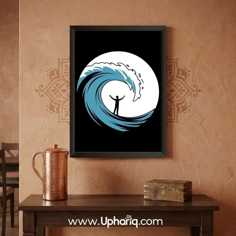 Ocean Wave Wall Frame displayed on a minimalist home wall with modern décor