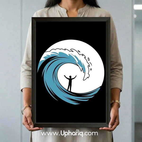 Ocean Wave Wall Frame (Ocean Wave Wall Art) – Minimalist Modern Wall Decor | Black Frame
