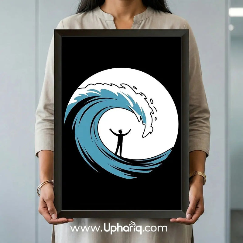 Ocean Wave Wall Frame held by a person showing actual product size