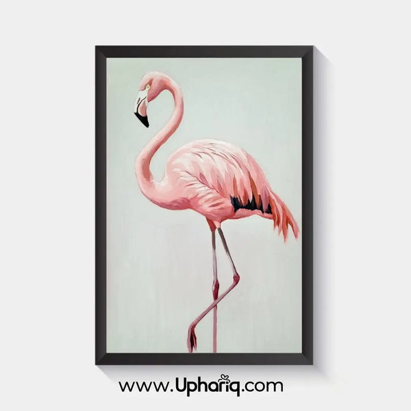 Pink Flamingo Wall Art Frame (Modern Bird Wall Painting for Home Decor)